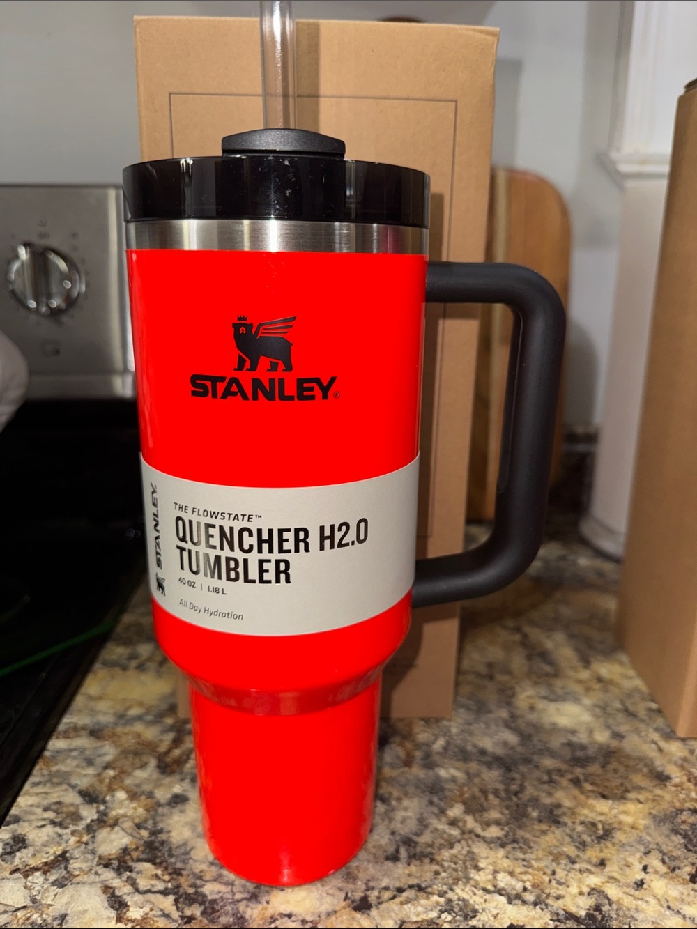Stanley Quencher 40 oz Tumbler - neon orange
